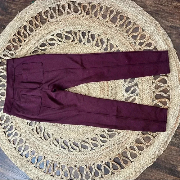 NWT Anthropologie Maeve Pants Womens 2 Burgundy Red Split Hem Pintuck Skinny Leg - Picture 4 of 6